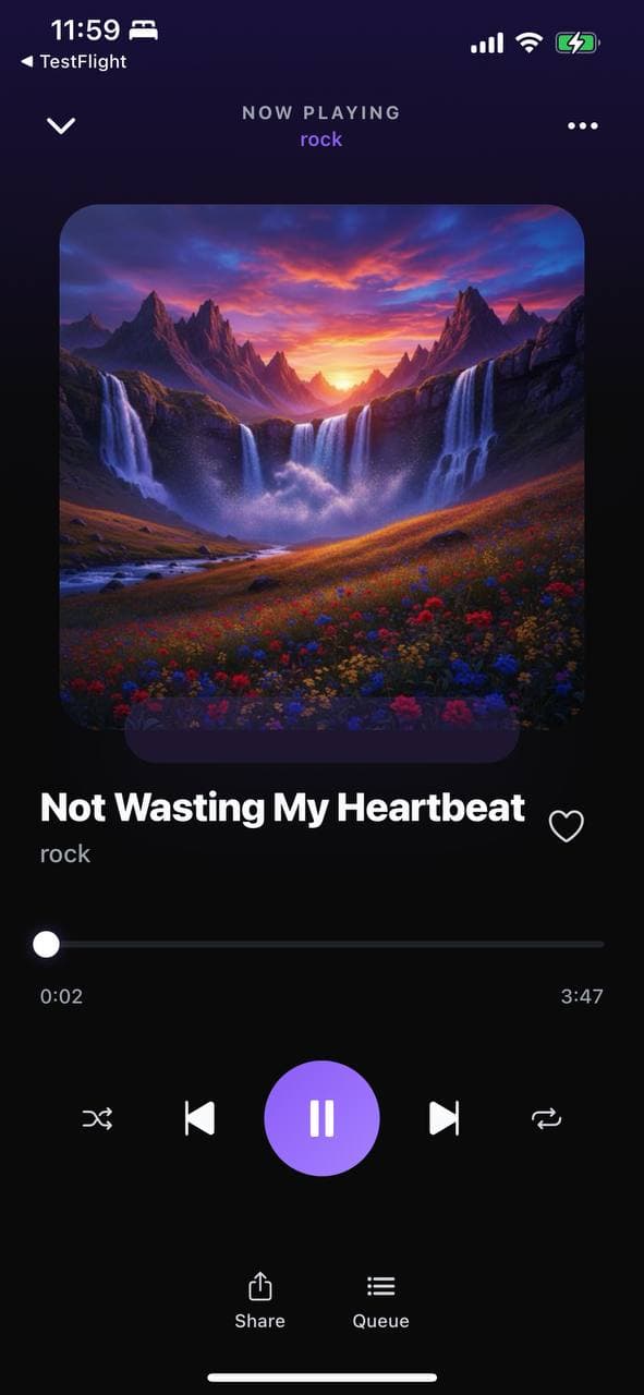 Alternate view of the Psalmix app now playing screen